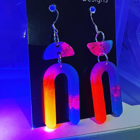 Glow UV Pink Mixed Resin Earrings
