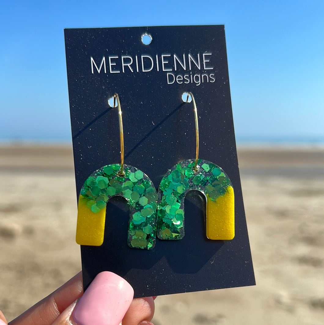Yellow and Green Resin Earrings