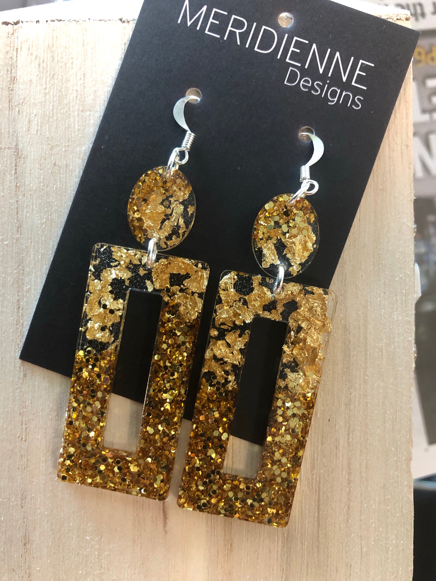 Gold glitter and Gold Foil Earrings
