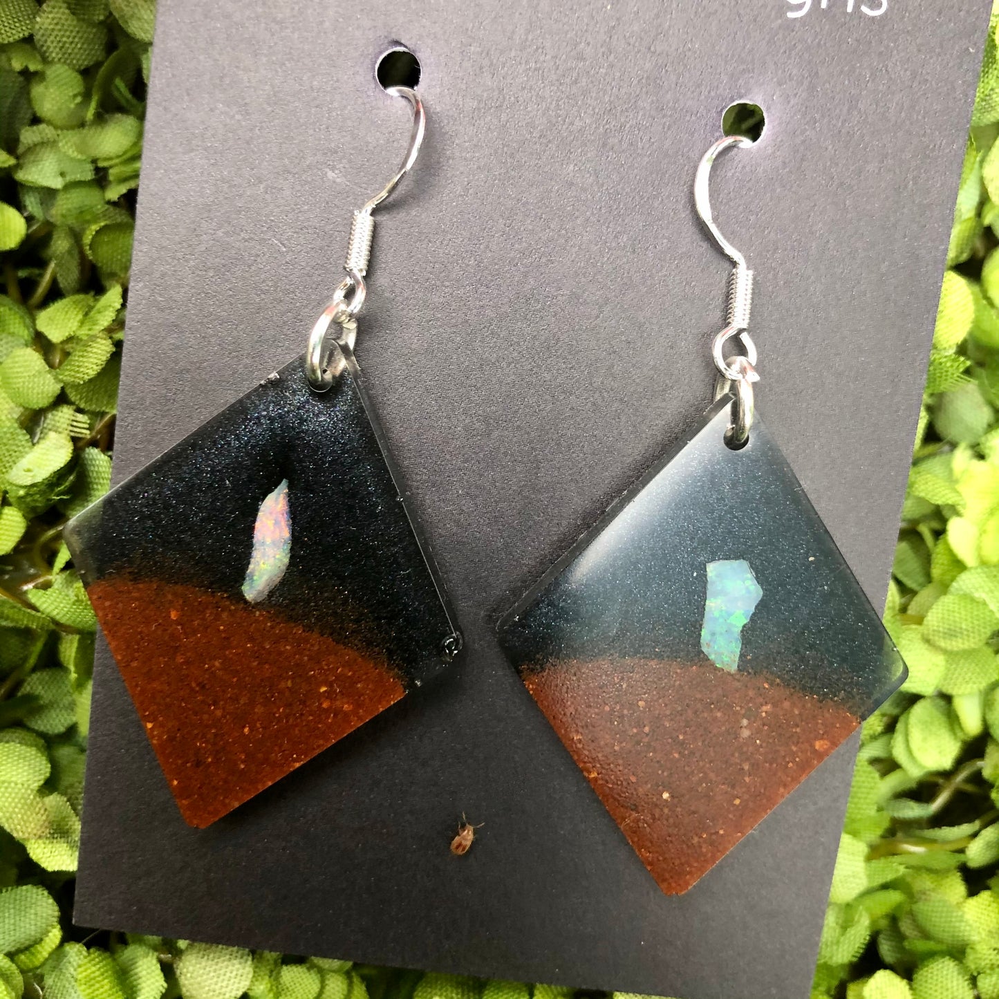 Opal Resin Earrings - small diamond shape