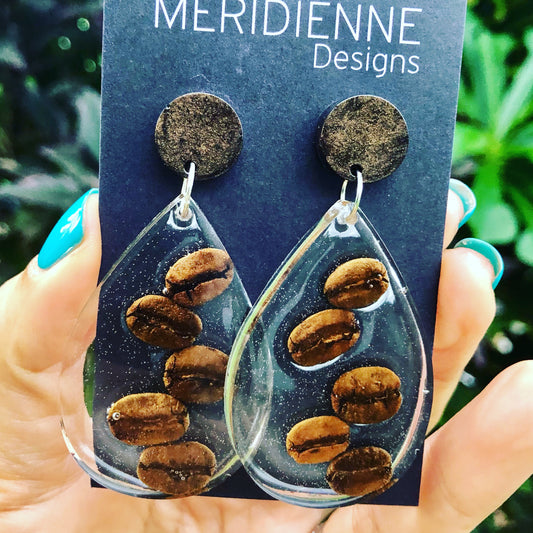 Coffee Bean Resin Earrings