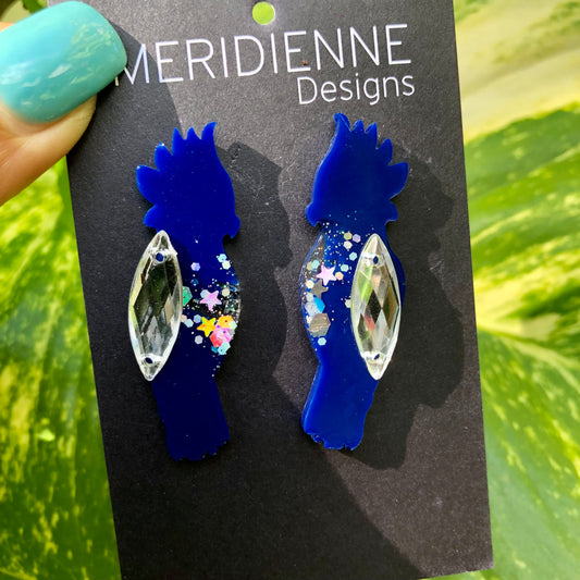 Blue Bird Resin Earrings
