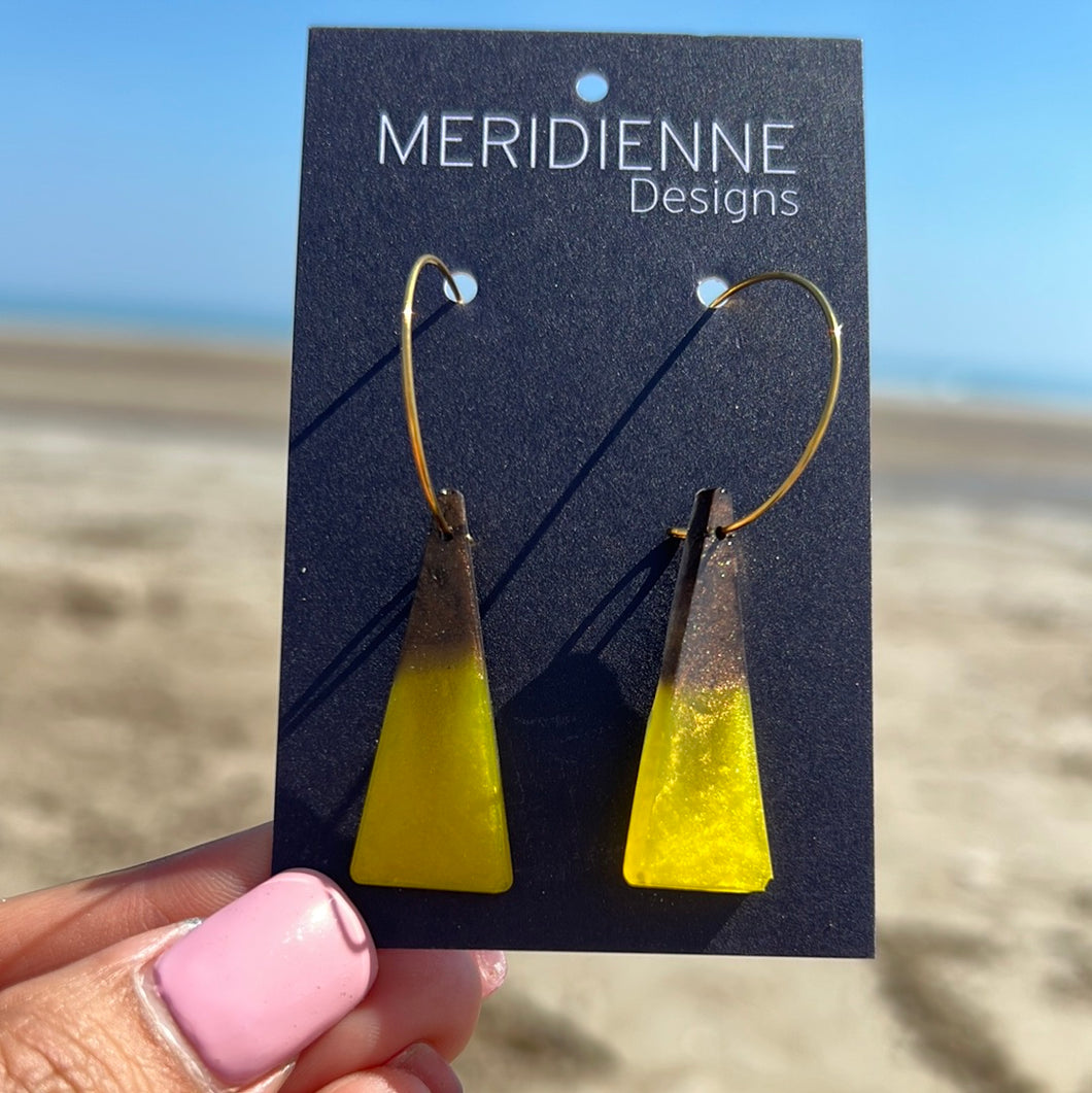 Yellow and Brown Resin Earrings