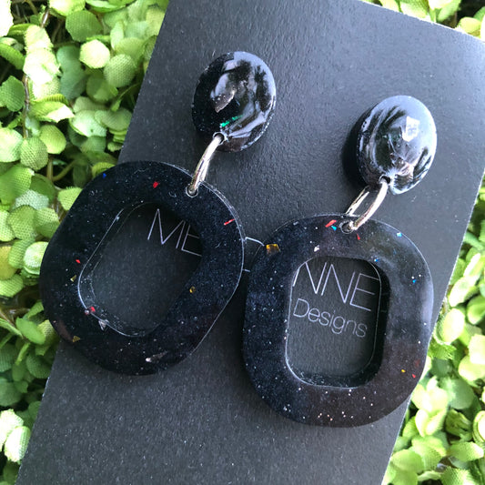 Midnight Resin Glitter Earrings