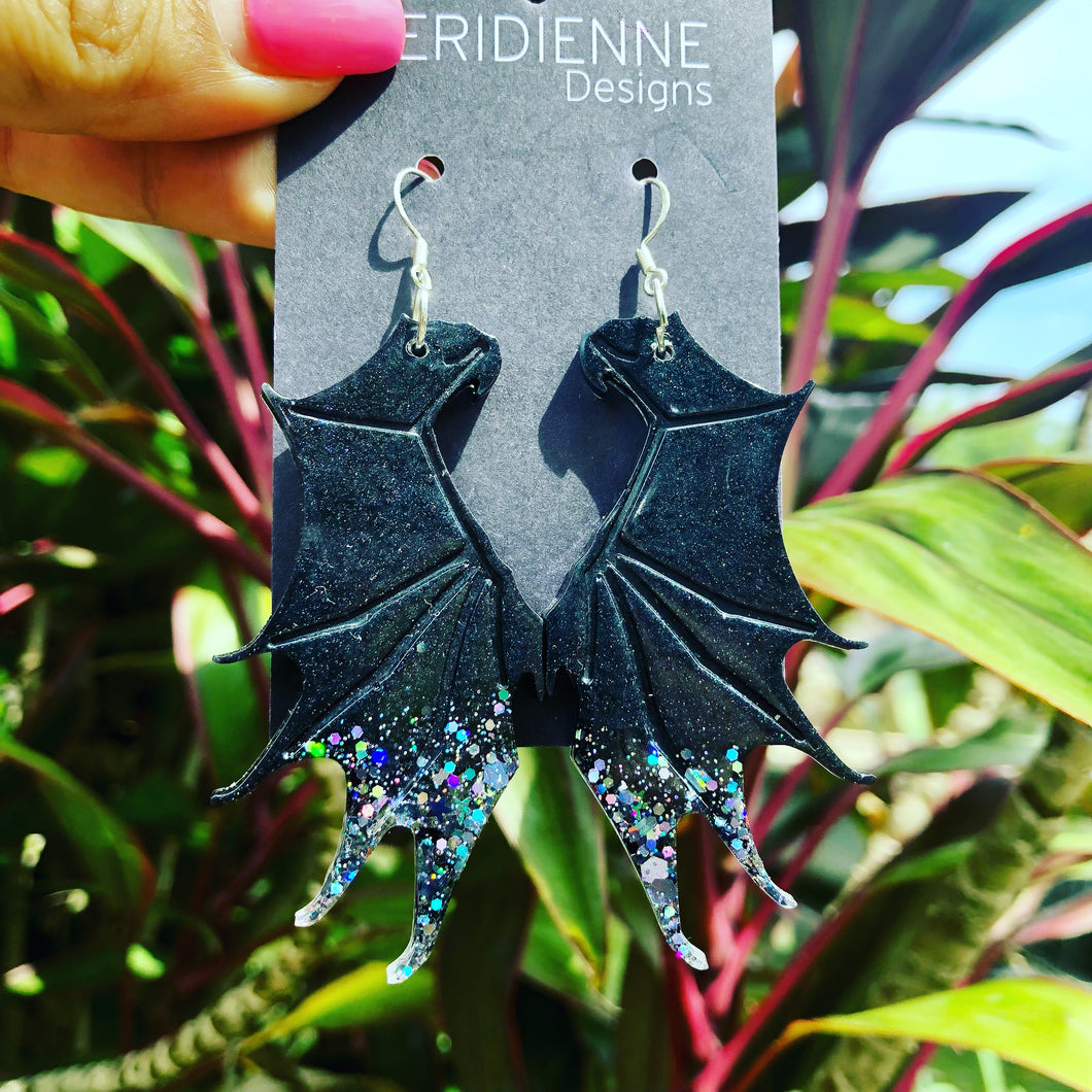 Bat Wing Resin - Black and Silver